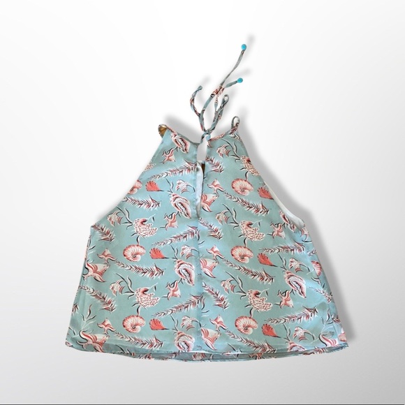 Forever 21 seashell and sea horse patterned tank blouse with beaded ties - Picture 6 of 7